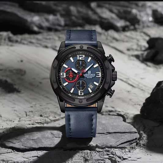 Man Watch Business Leather Strap Watch Display Multi Functional Waterproof Quartz Timing Night Light Boy Wrist Watch